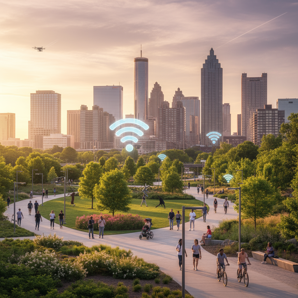 Atlanta skyline with BeltLine trail